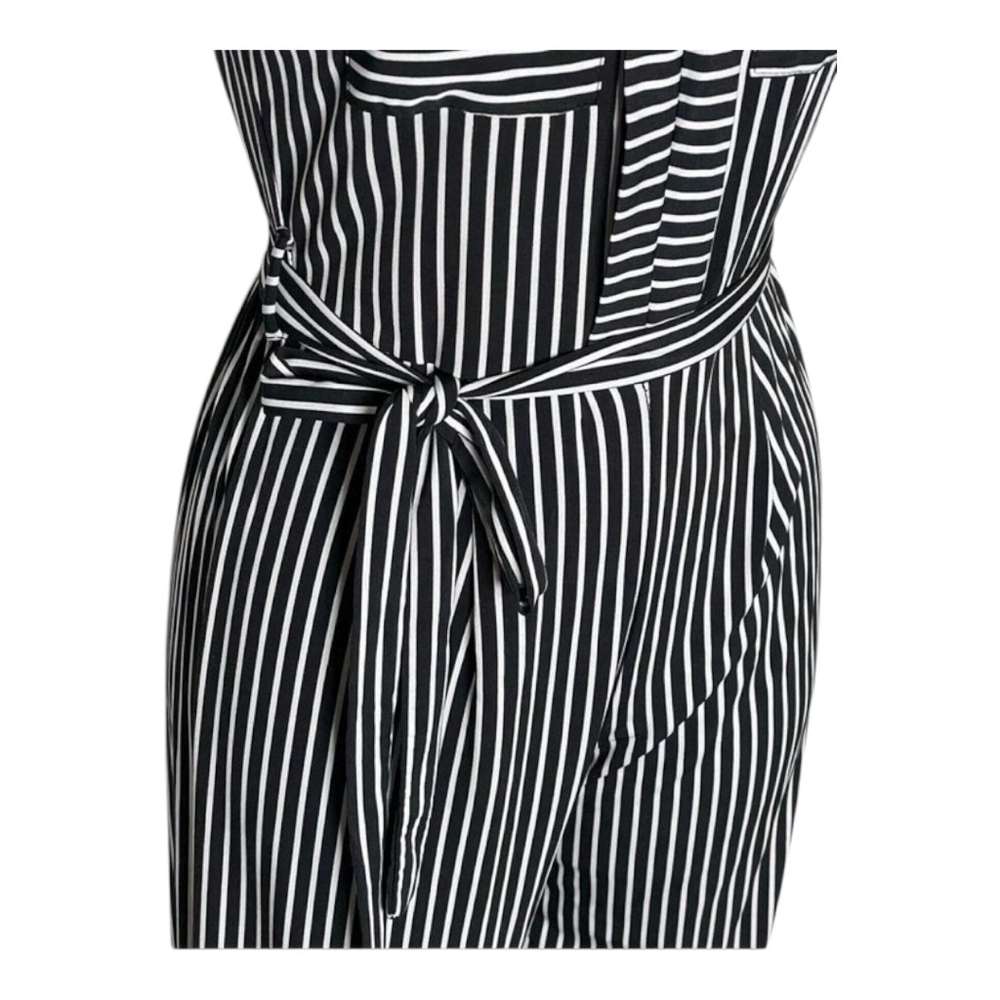 NWT Women's Monteau Navy & White Striped Tie Waist Sleeveless Jumpsuit S - Picture 3 of 14